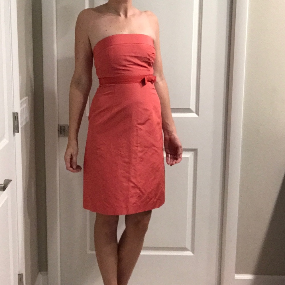 J.Crew Pink Strapless Fitted Dress Bow Detail P4
